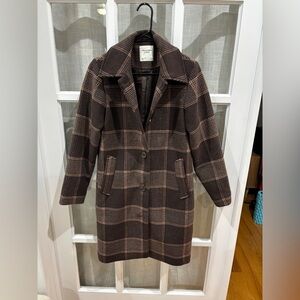 Abercrombie & Fitch Dark Plaid Pea Coat